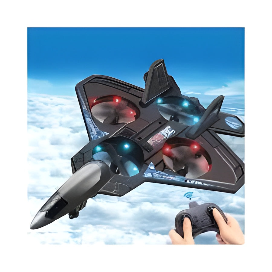 RC Plane EPP Foam Glider Fighter Jet with LED Light 360° Flip Altitude Hold One Key Takeoff Landing